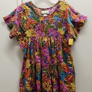 Alexandra scott floral dress, 100% cotton, large,